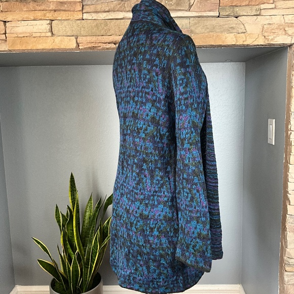 Damask Peru Alpaca Indie Hipster Longline Cardigan Academia Artsy Black Multi S - Picture 4 of 10